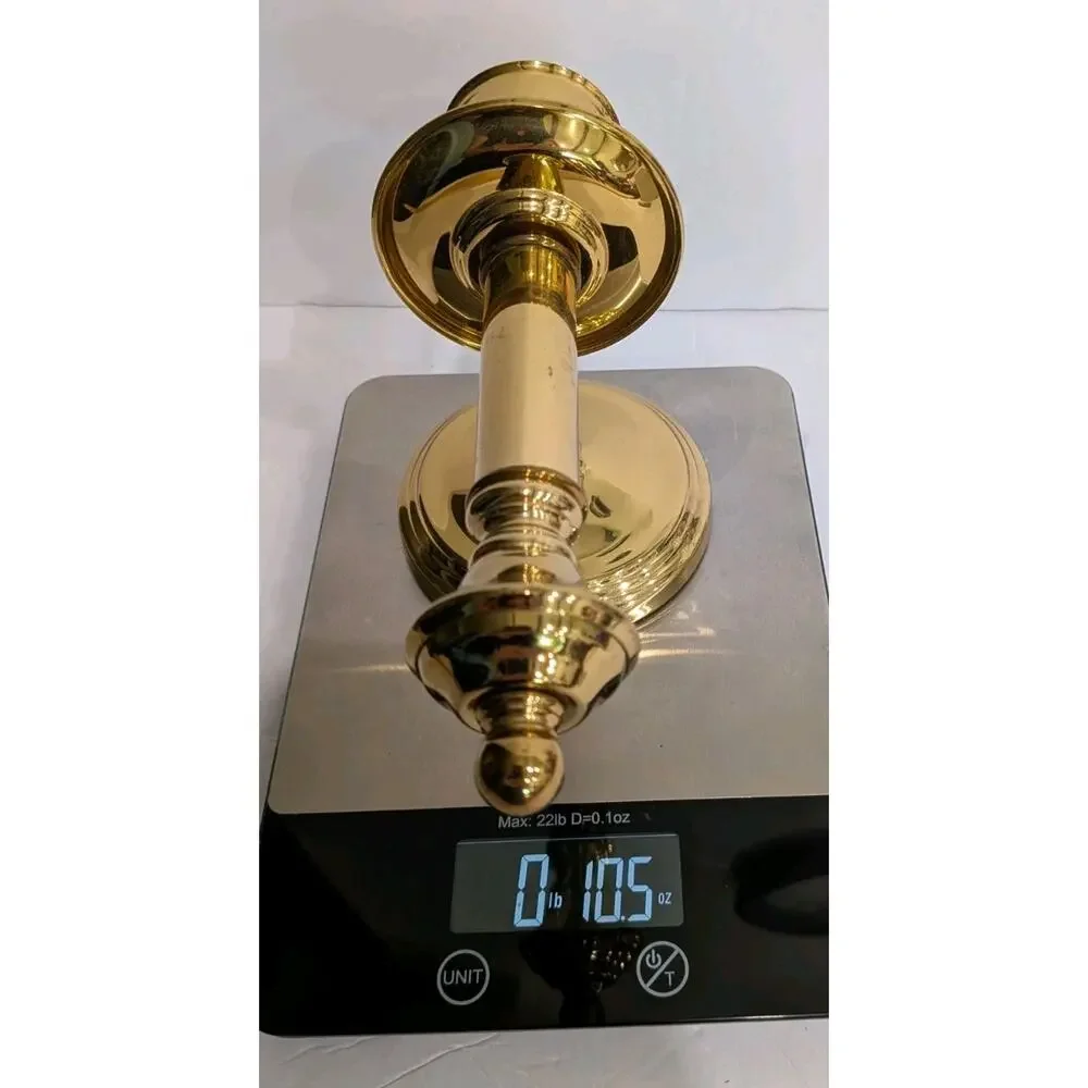 One Vintage Brass Single Wall Candlestick Sconce Taper Holder 9.5